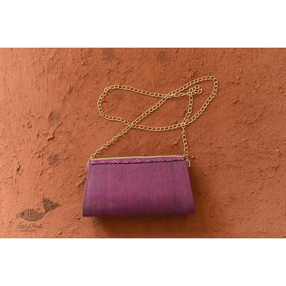 shop handwoven cotton tangaliya purse Purple