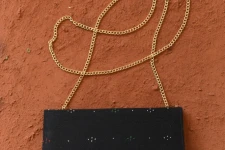 Dots & weaves ✣ Tangaliya Cotton Black Clutch 