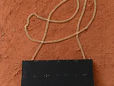 Dots & weaves ✣ Tangaliya Cotton Black Clutch 
