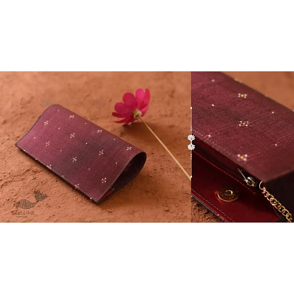 shop handwoven cotton tangaliya purse / Clutch Maroon