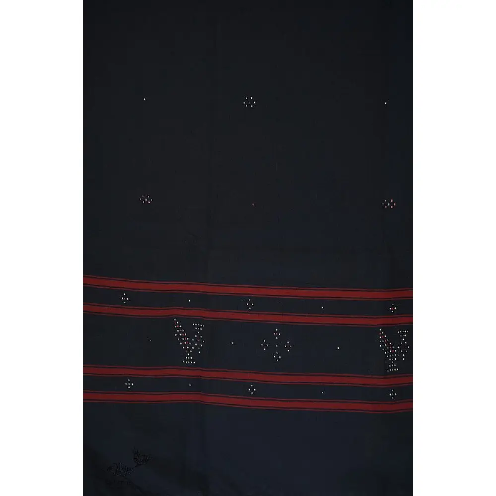 shop Handwoven Tangaliya Cotton dupatta  - Navy Blue
