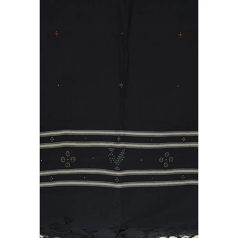 shop Handwoven Tangaliya Cotton Navy Blue dupatta