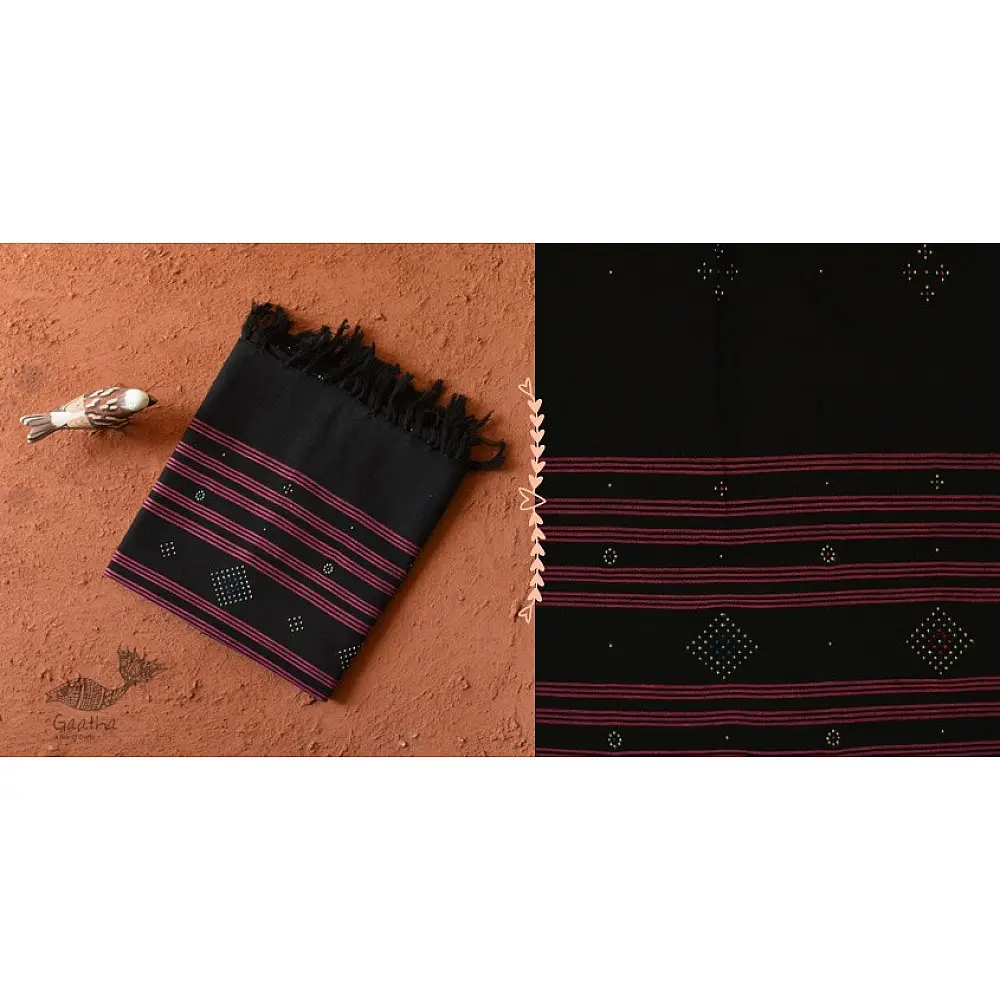 shop Handwoven Tangaliya Cotton Black dupatta