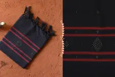 Gulmohar . गुलमोहर - Handwoven Tangaliya Cotton Dupatta - Navy Blue