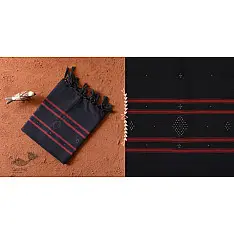 Gulmohar . गुलमोहर - Handwoven Tangaliya Cotton Dupatta - Navy Blue