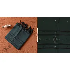 Gulmohar . गुलमोहर - Handwoven Tangaliya Cotton Dupatta - Bottle Green
