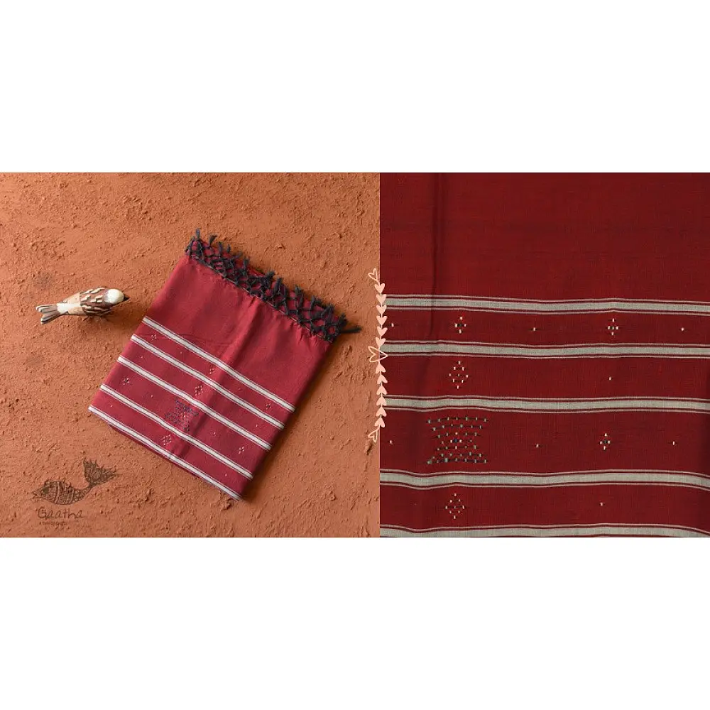 shop Handwoven Tangaliya Cotton Maroon dupatta