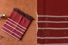 Gulmohar . गुलमोहर - Handwoven Tangaliya Cotton Dupatta - Maroon