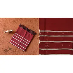 Gulmohar . गुलमोहर - Handwoven Tangaliya Cotton Dupatta - Maroon