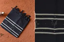 Gulmohar . गुलमोहर - Handwoven Tangaliya Cotton Dupatta - Navy Blue