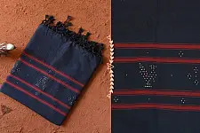 Gulmohar . गुलमोहर - Handwoven Tangaliya Cotton Dupatta - Navy Blue