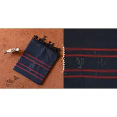 Gulmohar . गुलमोहर - Handwoven Tangaliya Cotton Dupatta - Navy Blue