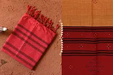 Gulmohar . गुलमोहर - Handwoven Tangaliya Cotton Dupatta - Red & Orange