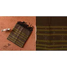 Gulmohar . गुलमोहर - Handwoven Tangaliya Cotton Dupatta - Tobacco Brown