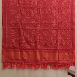 Vasant . वसंत | Handwoven Woolen Ikat Patola Shawl ~ Pink