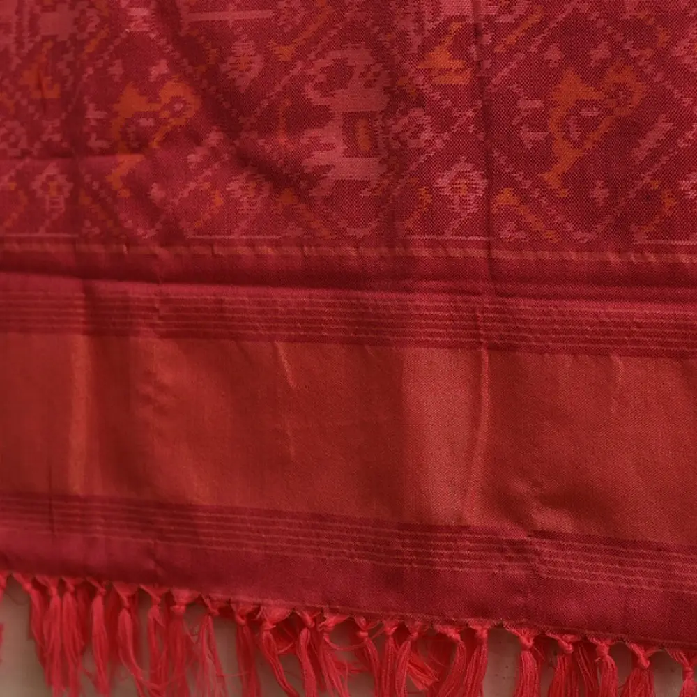 shop Handwoven Woolen Ikat Patola Shawl ~ Pink