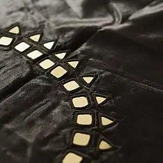 Embroidered Blouse Piece ( Unstitched )  - Black Mashru / Satin Fabric