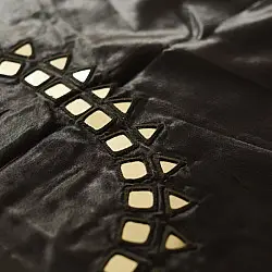 Embroidered Blouse Piece ( Unstitched )  - Black Mashru / Satin Fabric