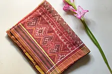 Rasika . रसिका ~ Handloom Patola Cotton Dupatta ~ Brick Red