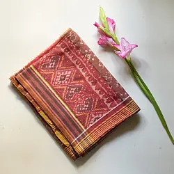 Rasika . रसिका ~ Handloom Patola Cotton Dupatta ~ Brick Red