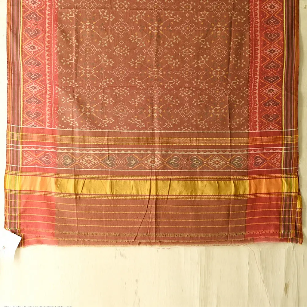 shop Handloom Cotton patola ikat Brick Red dupatta