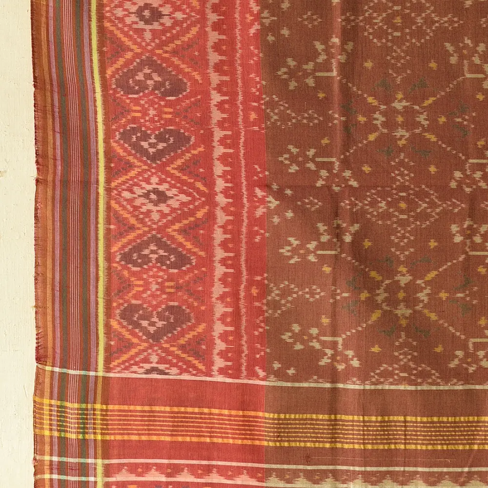 shop Handloom Cotton patola ikat Brick Red dupatta