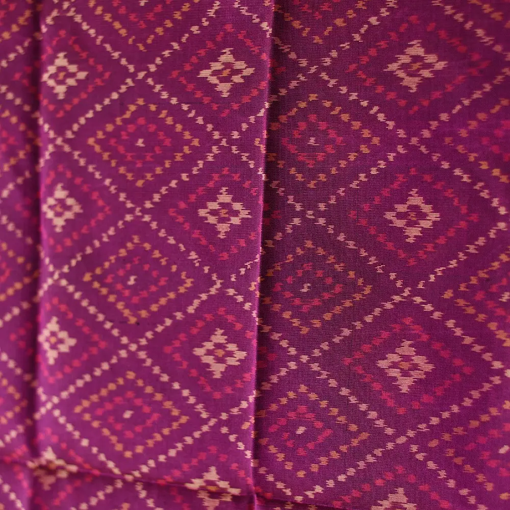 plum purple pure silk patola stole with traditional diamond geometric pattern for women