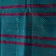 tangaliya handloom cotton stole in ocean teal blue with maroon red stripes, yellow and white raised dana bead motifs, and hand-knotted fringe tassels