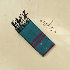 Tangaliya | Handloom Cotton Stole - Ocean Teal