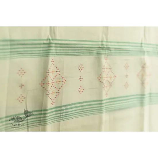 shop tangaliya Weaving cotton stole - off White