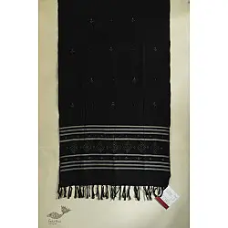 Gulmohar . गुलमोहर | Tangaliya Woven Cotton Stole - Black
