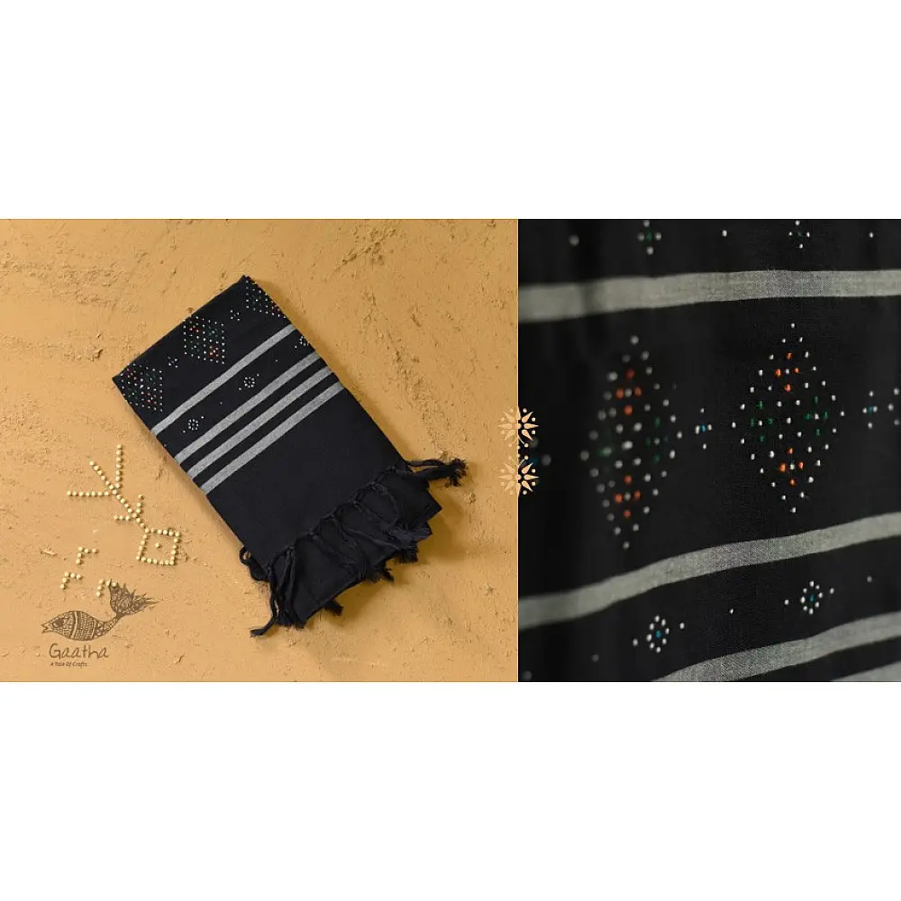 shop Tangaliya Woven Cotton Stole - Black