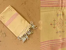 Gulmohar . गुलमोहर | Tangaliya Woven Cotton Stole - Peach