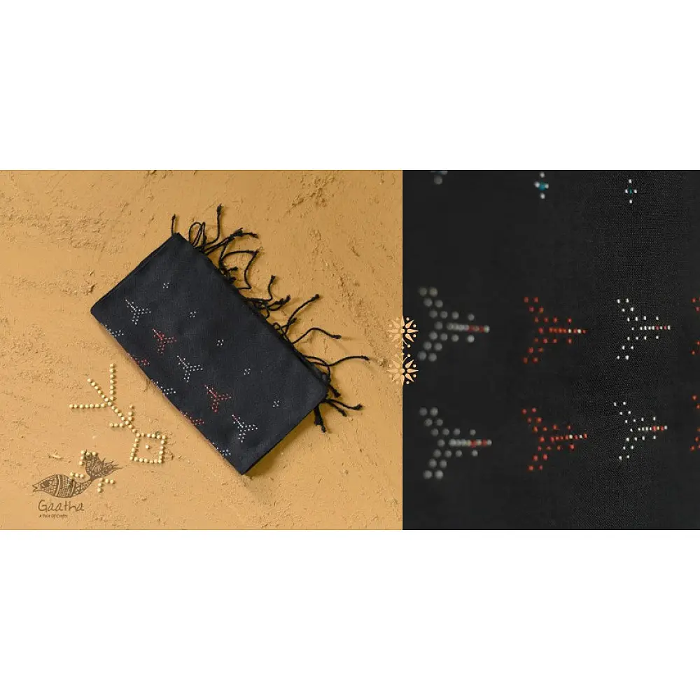 shop tangaliya cotton Scarf  - Carbon Black