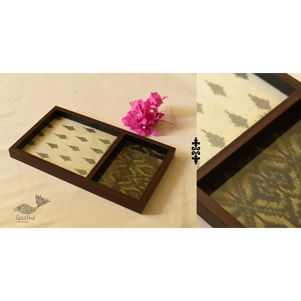 buy Patola Silk ~ Black & White Serving Tray