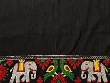 Embroidered Blouse Piece ( Unstitched )  - Black (Cotton Silk Fabric)