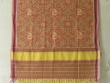 Rasika . रसिका ~ Handloom Patola Cotton Dupatta ~ Brick Red With Elephant Motif