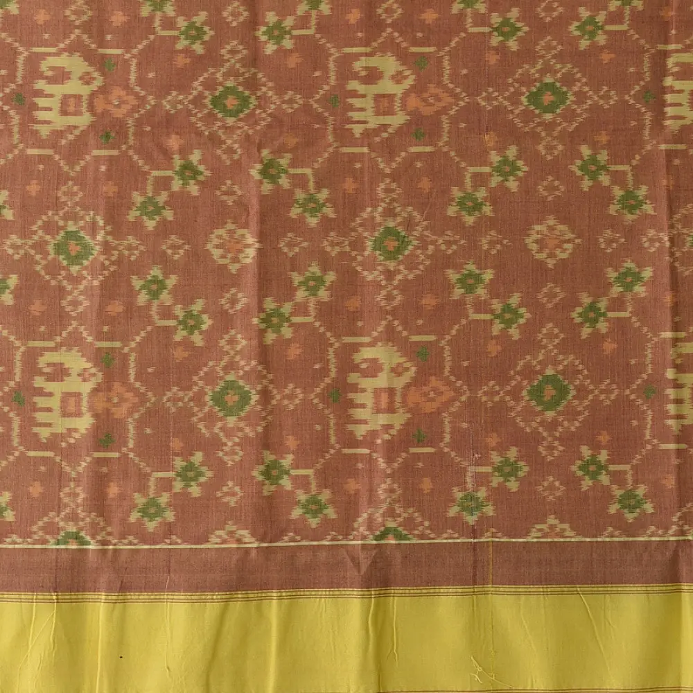shop Handloom Cotton patola ikat dupatta - Elephant Motif