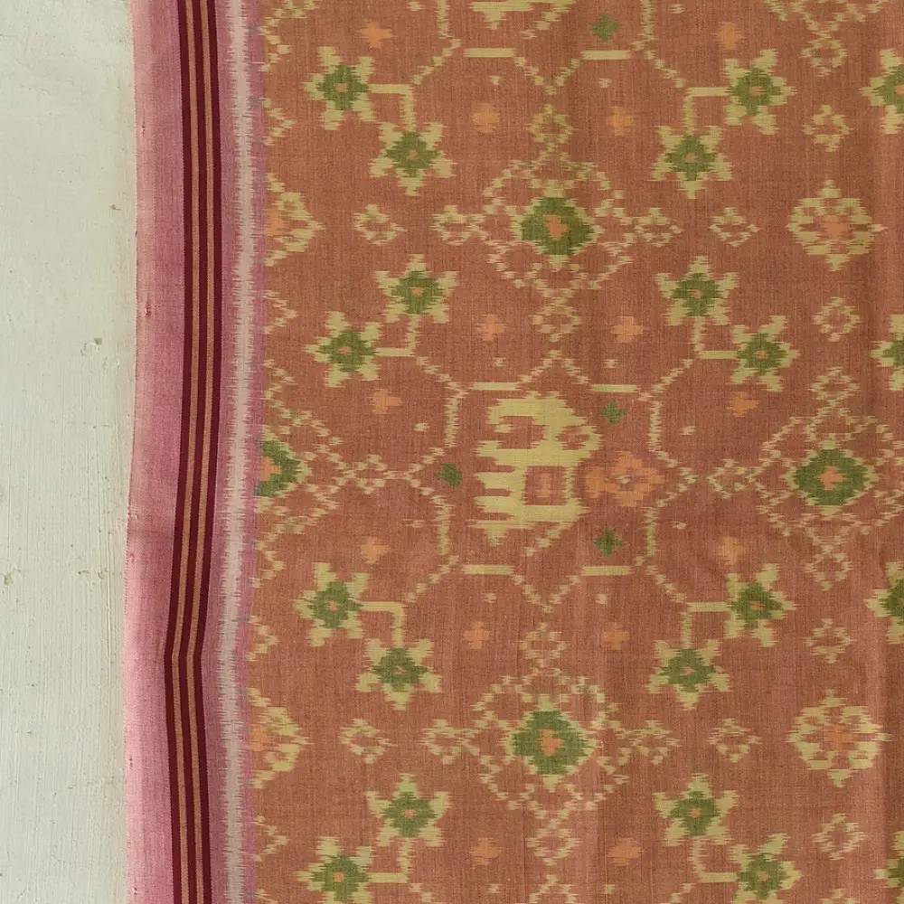 shop Handloom Cotton patola ikat dupatta - Elephant Motif