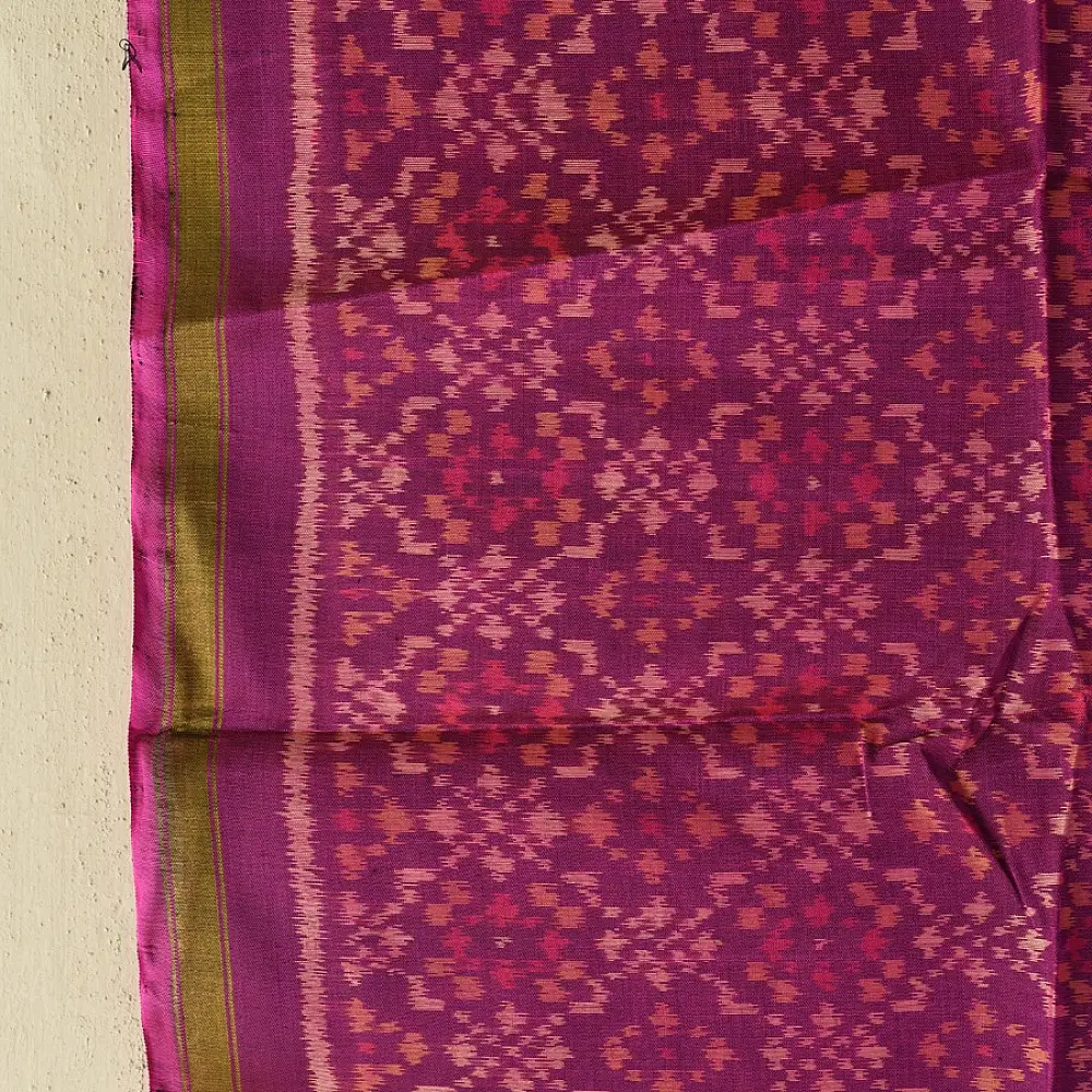 orchid purple pure silk patola stole with traditional phoolbati floral motifs for women
