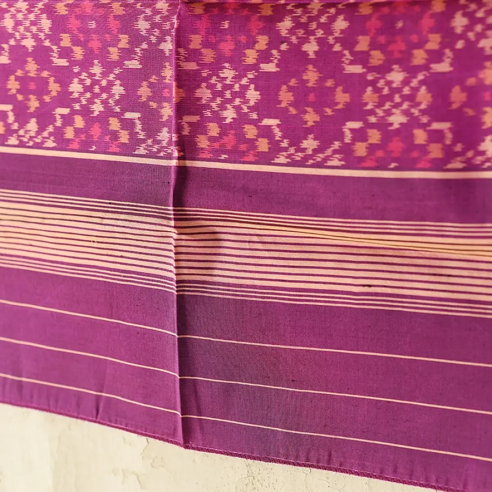 orchid purple pure silk patola stole with traditional phoolbati floral motifs for women