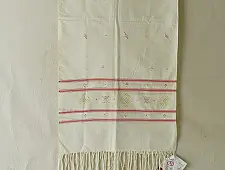 Tangaliya | Handloom Cotton Stole - Off-White Cream & Red Color