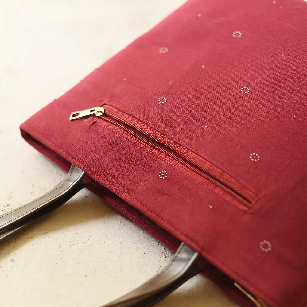shop Tangaliya Maroon Shoulder Bag