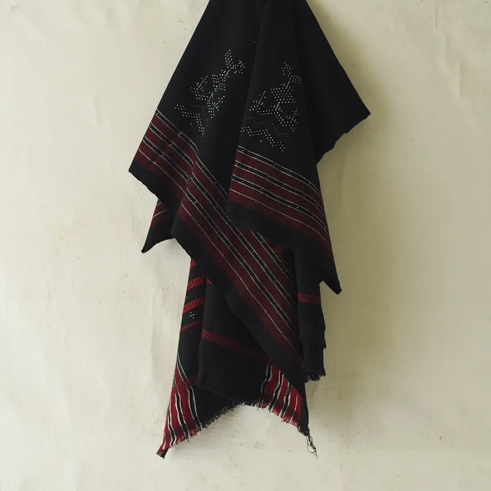shop Handloom Woolen Tangaliya black shawl - unisex