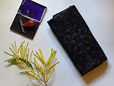 Vasant . वसंत ~ Woolen Patola Muffler ~ Black