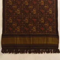 Vasant . वसंत | Handwoven Woolen Ikat Patola Shawl - Brown