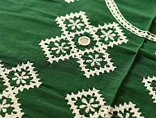 Embroidered Blouse Piece ( Unstitched ) - Green (Cotton Silk Fabric)