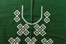 Embroidered Blouse Piece ( Unstitched ) - Green (Cotton Silk Fabric)