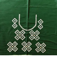 Embroidered Blouse Piece ( Unstitched ) - Green (Cotton Silk Fabric)