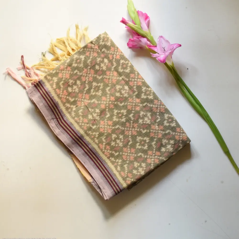 shop Handloom Cotton patola ikat green dupatta